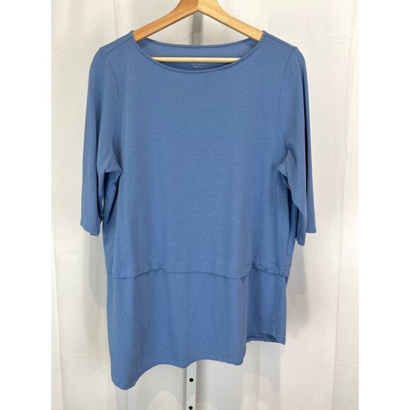 J. JILL PureJill PJ Boat Neck Top Short Sleeve Asymmetric Hem Blue Size L - Picture 10 of 10